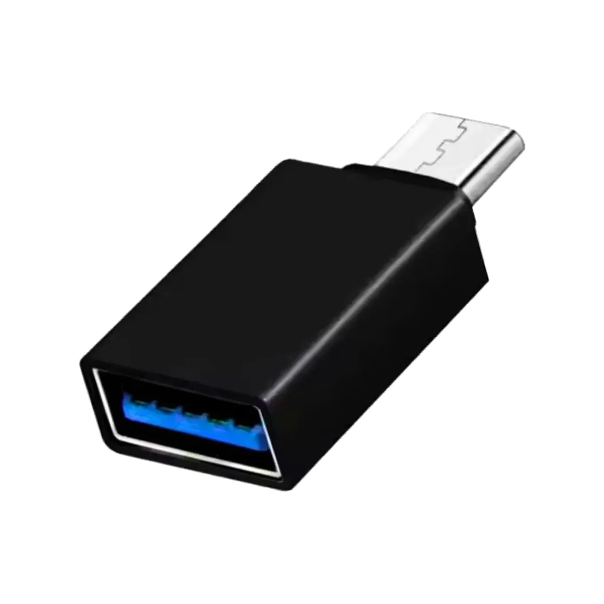 Adaptador USB-C para USB-A 3.0 TOND preto em alumínio com entrada USB azul